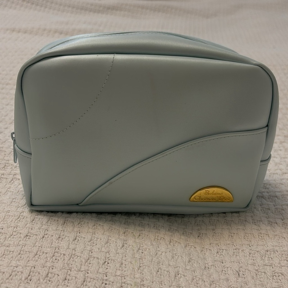 CHRISTIAN DIOR Perfume cosmetic bag travel make up bag top zipper light blue - Picture 16 of 16